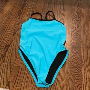 Jolyn Blue and Black One Piece Bathing Suit